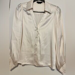 Alice + Olivia Satin Cream Blouse